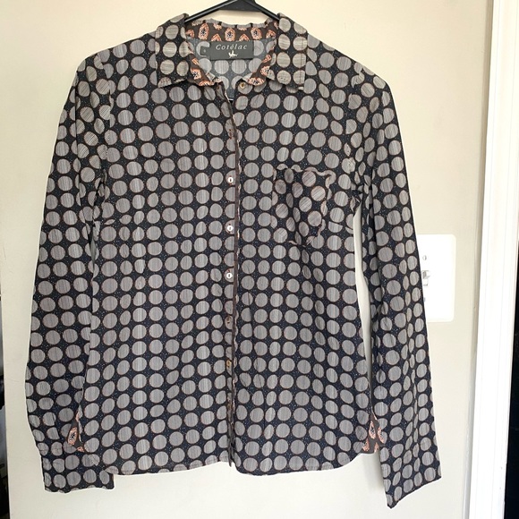 cotelac Tops - Cotelac designer button down patterned blouse